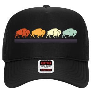 Retro Buffalo Gift High Crown Mesh Back Trucker Hat