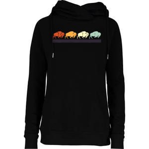 Retro Buffalo Gift Womens Funnel Neck Pullover Hood