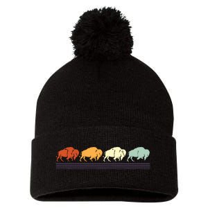 Retro Buffalo Gift Pom Pom 12in Knit Beanie