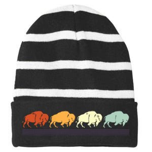 Retro Buffalo Gift Striped Beanie with Solid Band