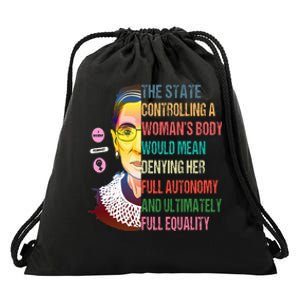 Ruth Bader Ginsburg My Body My Choice Feminist Drawstring Bag