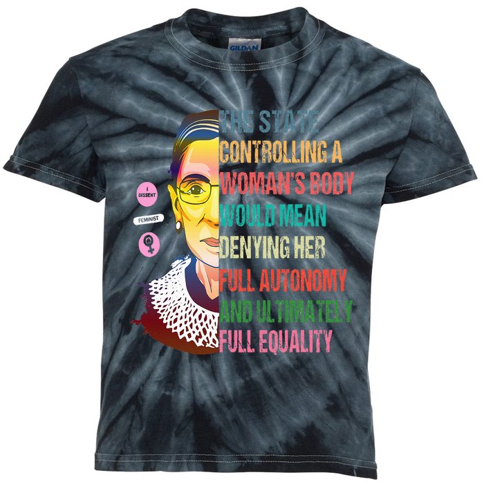 Ruth Bader Ginsburg My Body My Choice Feminist Kids Tie-Dye T-Shirt