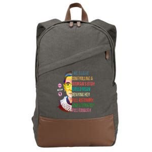 Ruth Bader Ginsburg My Body My Choice Feminist Cotton Canvas Backpack