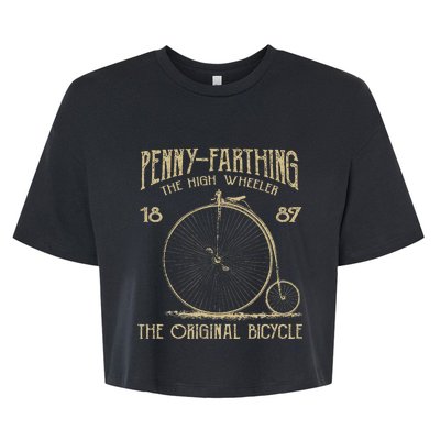 Penny Farthing Bike Retro Vintage Bicycle Cycling Bella+Canvas Jersey Crop Tee