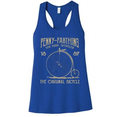 Penny Farthing Bike Retro Vintage Bicycle Cycling Women's Racerback Tank