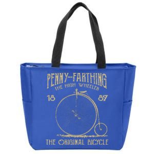 Penny Farthing Bike Retro Vintage Bicycle Cycling Zip Tote Bag