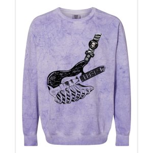 Rock Bass Guitar Skull Rock Guitarist Bass Player Musician Colorblast Crewneck Sweatshirt