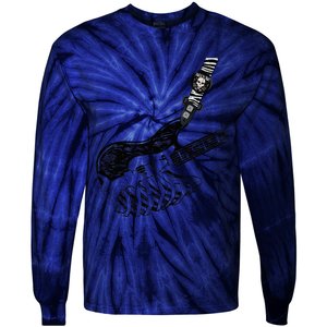 Rock Bass Guitar Skull Rock Guitarist Bass Player Musician Tie-Dye Long Sleeve Shirt