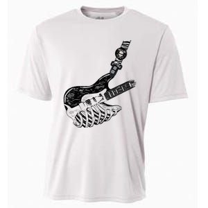 Rock Bass Guitar Skull Rock Guitarist Bass Player Musician Cooling Performance Crew T-Shirt