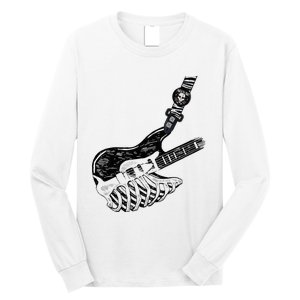 Rock Bass Guitar Skull Rock Guitarist Bass Player Musician Long Sleeve Shirt