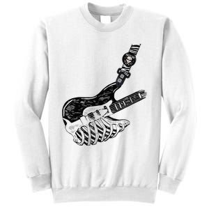 Rock Bass Guitar Skull Rock Guitarist Bass Player Musician Sweatshirt