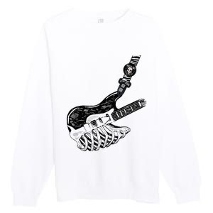 Rock Bass Guitar Skull Rock Guitarist Bass Player Musician Premium Crewneck Sweatshirt