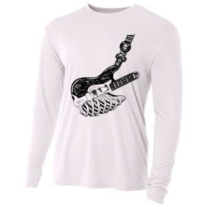 Rock Bass Guitar Skull Rock Guitarist Bass Player Musician Cooling Performance Long Sleeve Crew