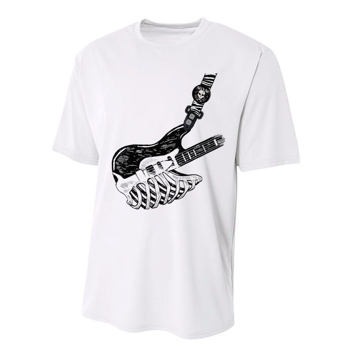 Rock Bass Guitar Skull Rock Guitarist Bass Player Musician Performance Sprint T-Shirt