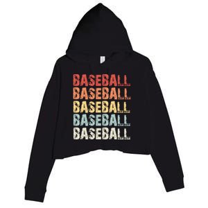 Retro Baseball Gift Baseball Lover Funny Gift Crop Fleece Hoodie