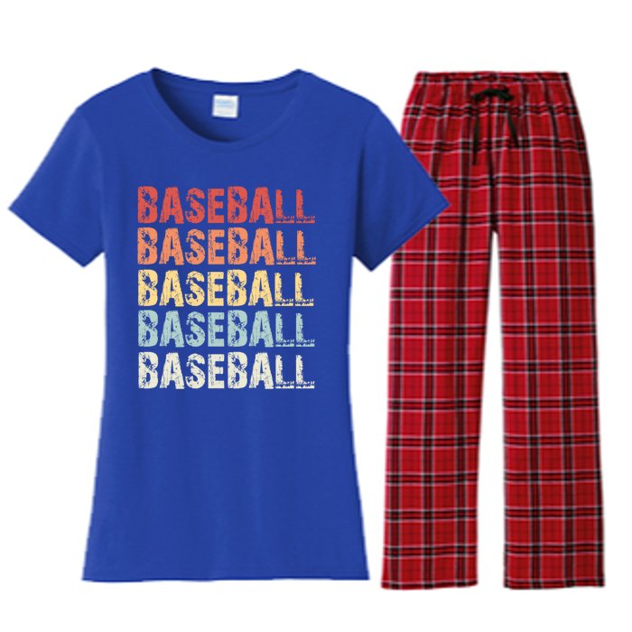 Retro Baseball Gift Baseball Lover Funny Gift Women's Flannel Pajama Set