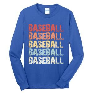 Retro Baseball Gift Baseball Lover Funny Gift Tall Long Sleeve T-Shirt