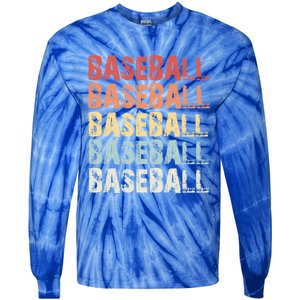 Retro Baseball Gift Baseball Lover Funny Gift Tie-Dye Long Sleeve Shirt