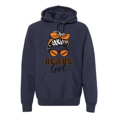 Retro Bears Girl Messy Bun Sports Fan Team Spirit Gift Premium Hoodie