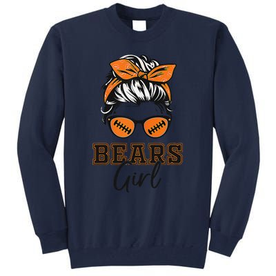 Retro Bears Girl Messy Bun Sports Fan Team Spirit Gift Tall Sweatshirt