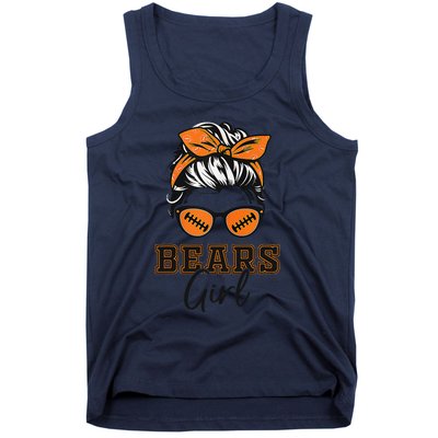 Retro Bears Girl Messy Bun Sports Fan Team Spirit Gift Tank Top