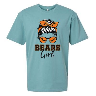 Retro Bears Girl Messy Bun Sports Fan Team Spirit Gift Sueded Cloud Jersey T-Shirt