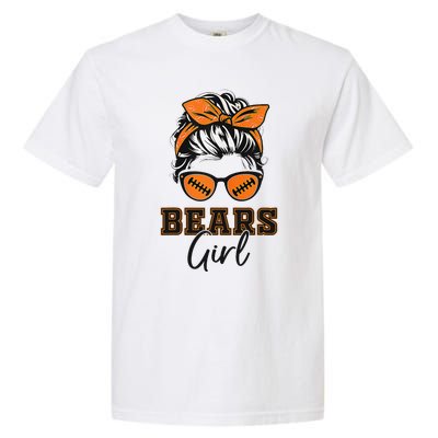 Retro Bears Girl Messy Bun Sports Fan Team Spirit Gift Garment-Dyed Heavyweight T-Shirt