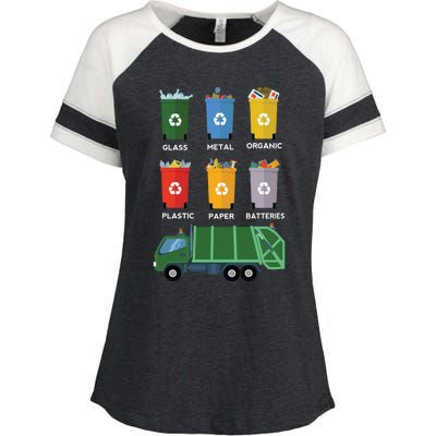 Recycle Bin Garbage Day Waste Aget Garbage Truck Cute Gift Enza Ladies Jersey Colorblock Tee