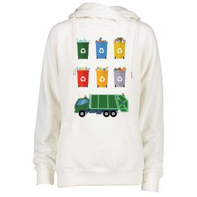 Recycle Bin Garbage Day Waste Aget Garbage Truck Cute Gift Womens Funnel Neck Pullover Hood