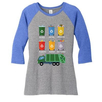 Recycle Bin Garbage Day Waste Aget Garbage Truck Cute Gift Women's Tri-Blend 3/4-Sleeve Raglan Shirt