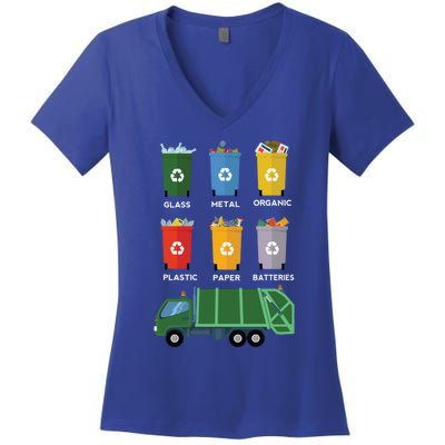 Recycle Bin Garbage Day Waste Aget Garbage Truck Cute Gift Women's V-Neck T-Shirt