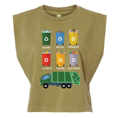 Recycle Bin Garbage Day Waste Aget Garbage Truck Cute Gift Garment-Dyed Women's Muscle Tee