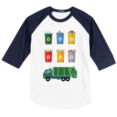 Recycle Bin Garbage Day Waste Aget Garbage Truck Cute Gift Baseball Sleeve Shirt