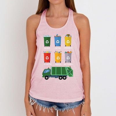 Recycle Bin Garbage Day Waste Aget Garbage Truck Cute Gift Women's Knotted Racerback Tank