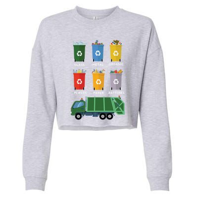 Recycle Bin Garbage Day Waste Aget Garbage Truck Cute Gift Cropped Pullover Crew