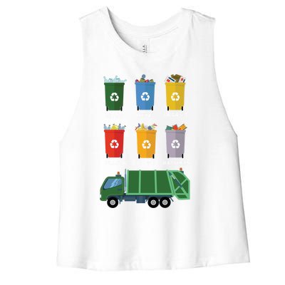 Recycle Bin Garbage Day Waste Aget Garbage Truck Cute Gift Women's Racerback Cropped Tank