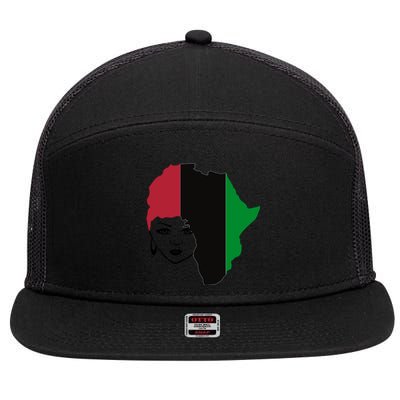 Red Black Green Flag African Queen Hair Black Owned Business Gift 7 Panel Mesh Trucker Snapback Hat