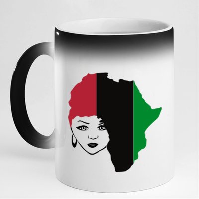 Red Black Green Flag African Queen Hair Black Owned Business Gift 11oz Black Color Changing Mug