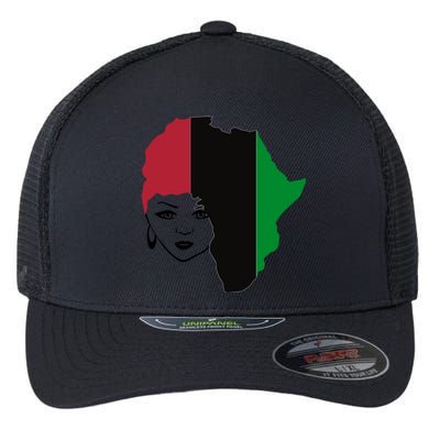 Red Black Green Flag African Queen Hair Black Owned Business Gift Flexfit Unipanel Trucker Cap