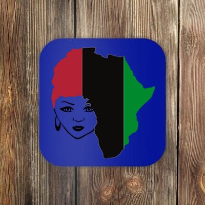 Red Black Green Flag African Queen Hair Black Owned Business Gift Coaster