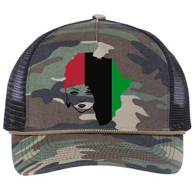 Red Black Green Flag African Queen Hair Black Owned Business Gift Retro Rope Trucker Hat Cap