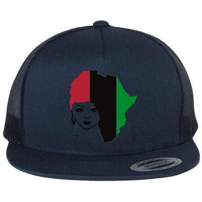 Red Black Green Flag African Queen Hair Black Owned Business Gift Flat Bill Trucker Hat