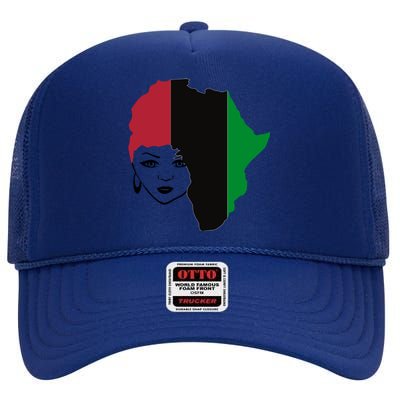 Red Black Green Flag African Queen Hair Black Owned Business Gift High Crown Mesh Back Trucker Hat