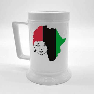 Red Black Green Flag African Queen Hair Black Owned Business Gift Beer Stein