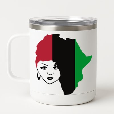 Red Black Green Flag African Queen Hair Black Owned Business Gift 12 oz Stainless Steel Tumbler Cup