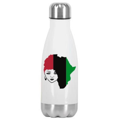 Red Black Green Flag African Queen Hair Black Owned Business Gift Stainless Steel Insulated Water Bottle