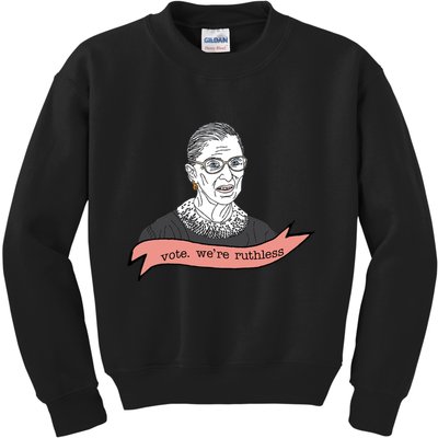 Ruth Bader Ginsburg Vote We Are Ruthless Feminist Kids Sweatshirt