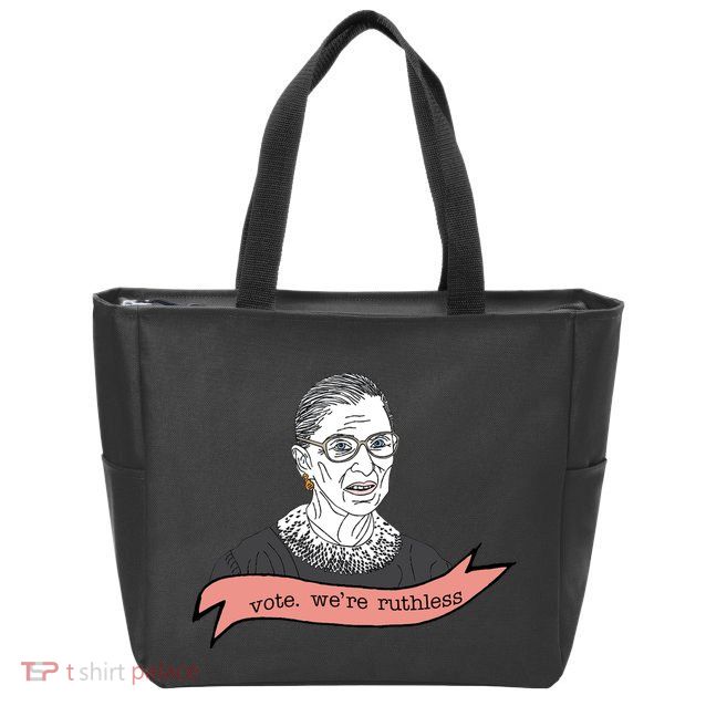 Ruth Bader Ginsburg Vote We Are Ruthless Feminist Zip Tote Bag