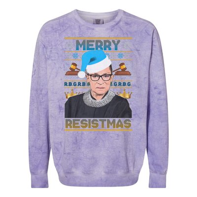 Ruth Bader Ginsburg RBG Merry Resistmas Ugly Christmas Sweater Colorblast Crewneck Sweatshirt