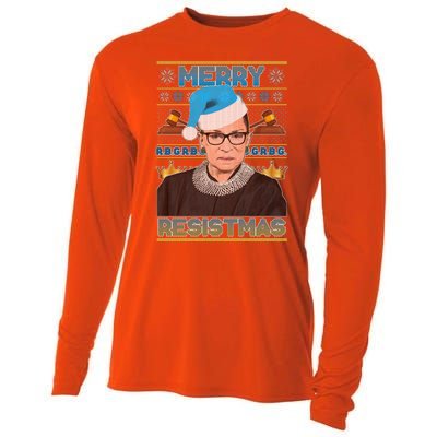 Ruth Bader Ginsburg RBG Merry Resistmas Ugly Christmas Sweater Cooling Performance Long Sleeve Crew